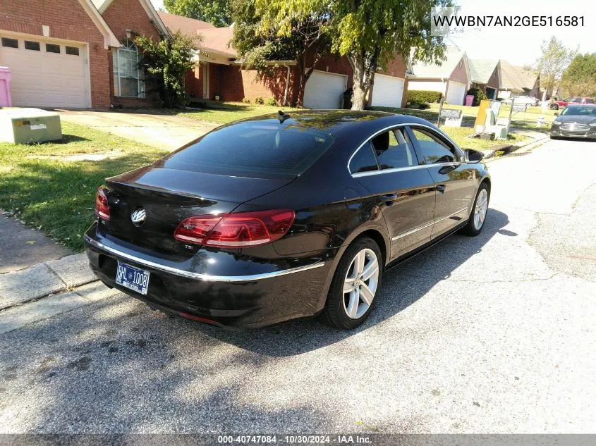 2016 Volkswagen Cc Sport/R-Line VIN: WVWBN7AN2GE516581 Lot: 40747084