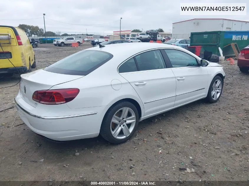 2016 Volkswagen Cc 2.0T Sport VIN: WVWBN7AN4GE512547 Lot: 40802001