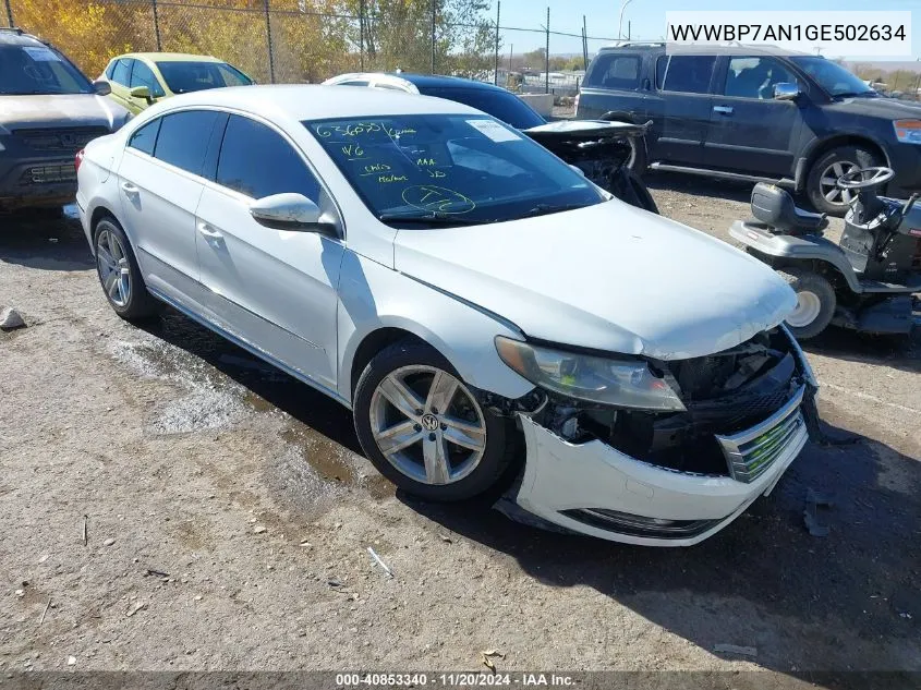 2016 Volkswagen Cc 2.0T Sport VIN: WVWBP7AN1GE502634 Lot: 40853340