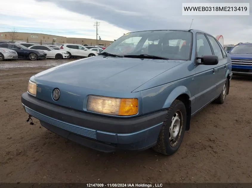 1991 Volkswagen Passat VIN: WVWEB0318ME213419 Lot: 12147009