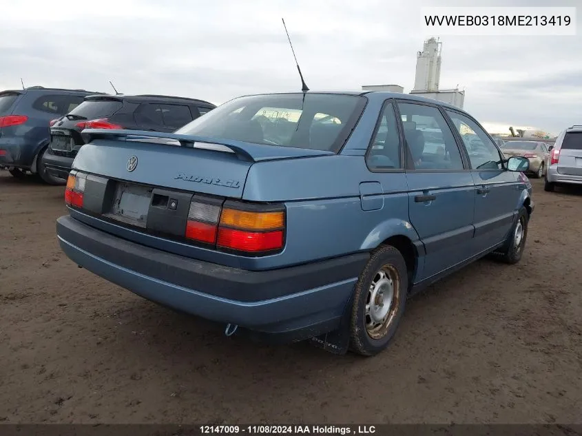 1991 Volkswagen Passat VIN: WVWEB0318ME213419 Lot: 12147009