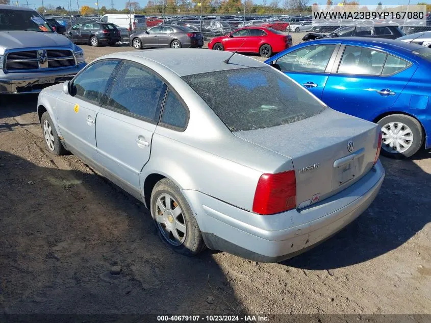 2000 Volkswagen Passat Gls VIN: WVWMA23B9YP167080 Lot: 40679107