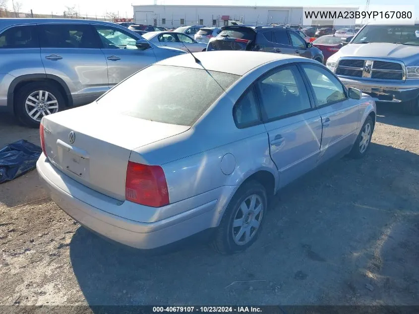 2000 Volkswagen Passat Gls VIN: WVWMA23B9YP167080 Lot: 40679107