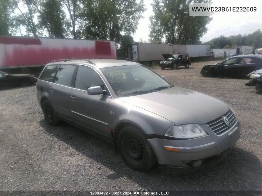 2001 Volkswagen Passat VIN: WVWVD23B61E232609 Lot: 12083492