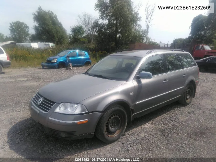 2001 Volkswagen Passat VIN: WVWVD23B61E232609 Lot: 12083492