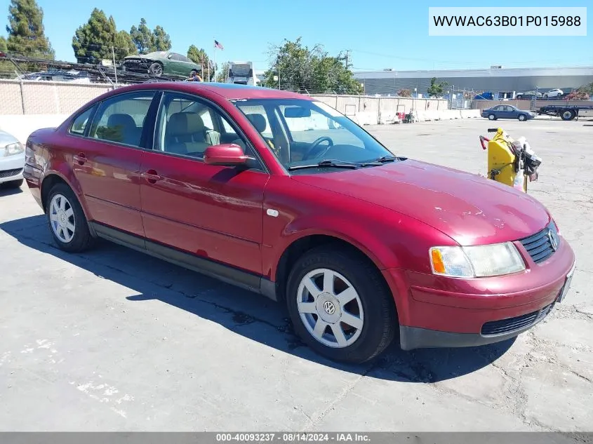 2001 Volkswagen Passat Gls VIN: WVWAC63B01P015988 Lot: 40093237