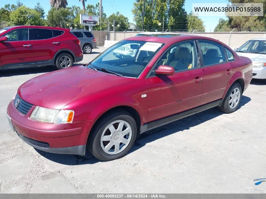 2001 Volkswagen Passat Gls VIN: WVWAC63B01P015988 Lot: 40093237