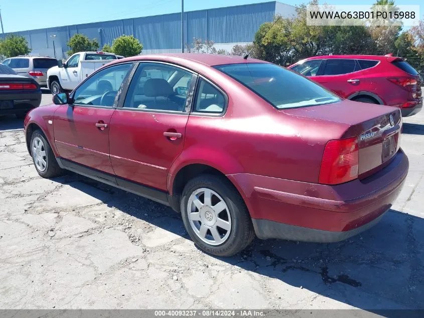 2001 Volkswagen Passat Gls VIN: WVWAC63B01P015988 Lot: 40093237