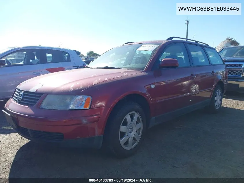 2001 Volkswagen Passat Gls VIN: WVWHC63B51E033445 Lot: 40133789