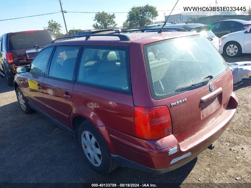 2001 Volkswagen Passat Gls VIN: WVWHC63B51E033445 Lot: 40133789