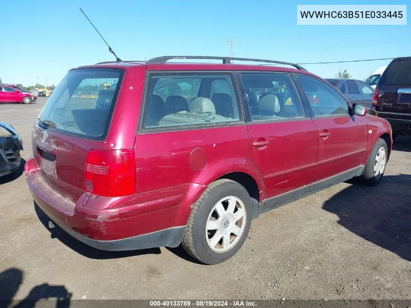 2001 Volkswagen Passat Gls VIN: WVWHC63B51E033445 Lot: 40133789