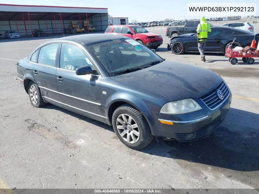 2001 Volkswagen Passat Gls VIN: WVWPD63BX1P292123 Lot: 40546065