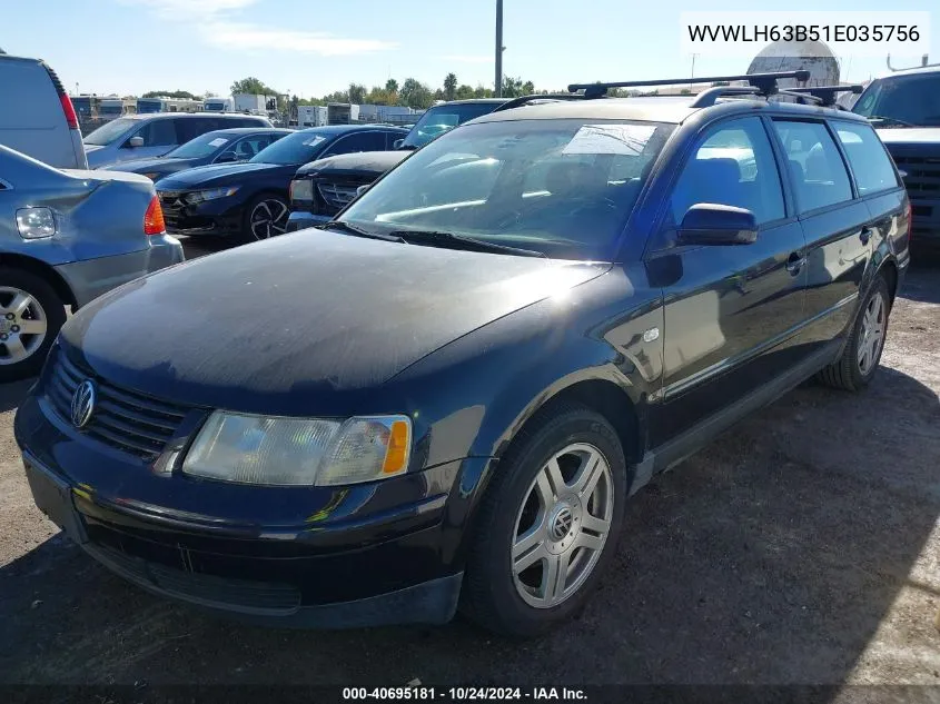 WVWLH63B51E035756 2001 Volkswagen Passat Glx