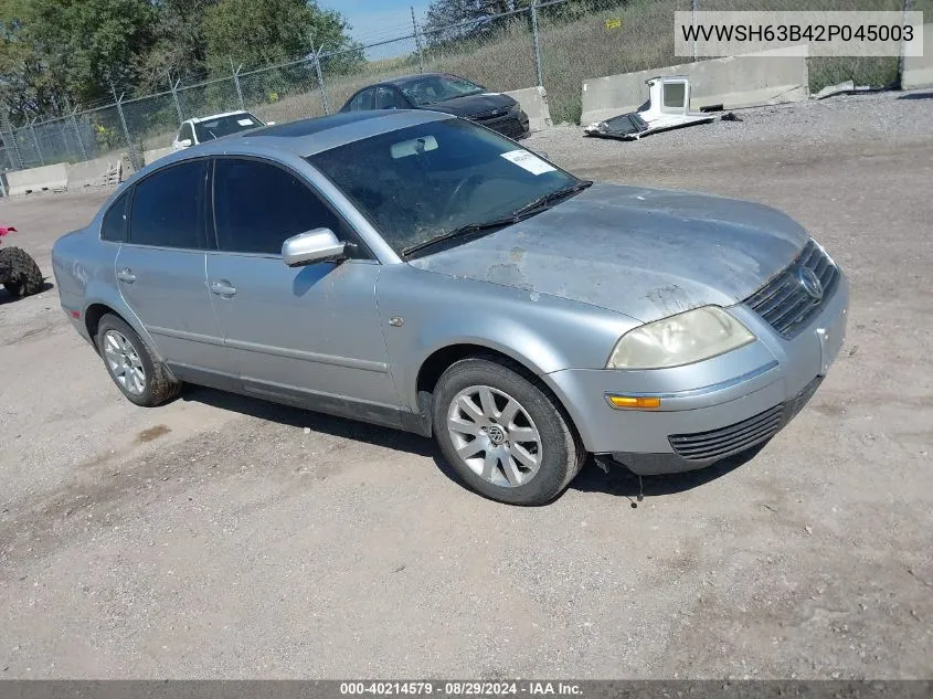 2002 Volkswagen Passat Gls V6 VIN: WVWSH63B42P045003 Lot: 40214579