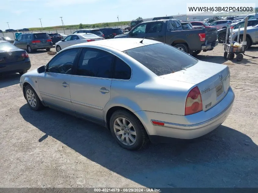 2002 Volkswagen Passat Gls V6 VIN: WVWSH63B42P045003 Lot: 40214579