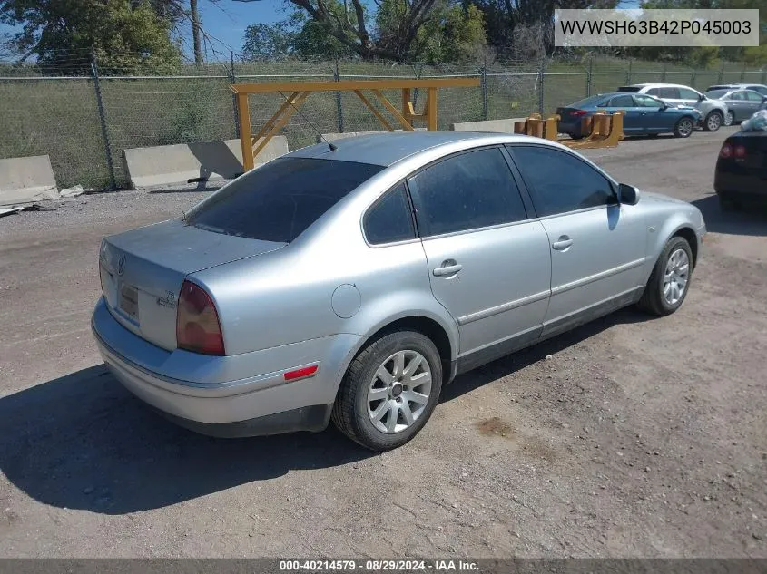 2002 Volkswagen Passat Gls V6 VIN: WVWSH63B42P045003 Lot: 40214579