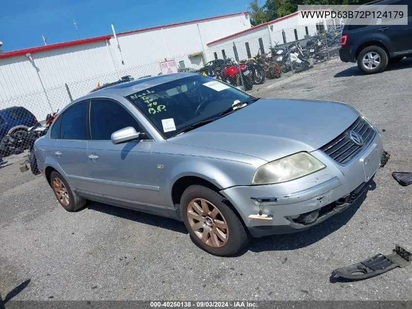 2002 Volkswagen Passat Gls VIN: WVWPD63B72P124179 Lot: 40250138