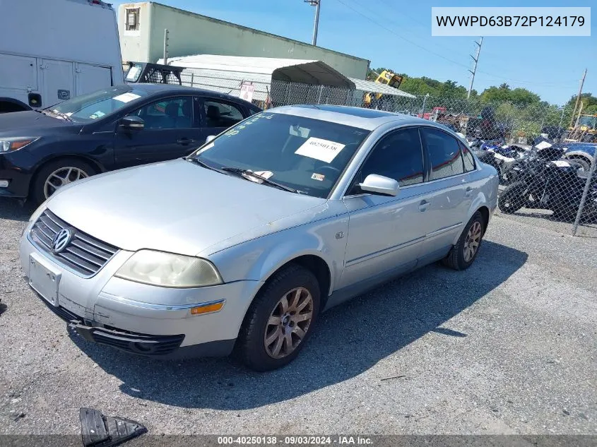 2002 Volkswagen Passat Gls VIN: WVWPD63B72P124179 Lot: 40250138