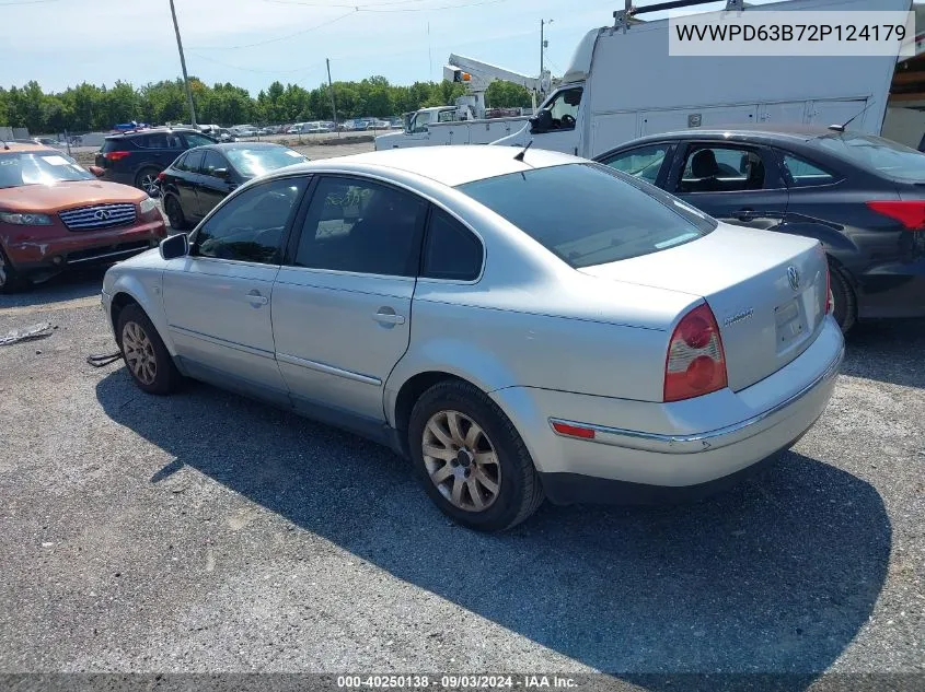 2002 Volkswagen Passat Gls VIN: WVWPD63B72P124179 Lot: 40250138