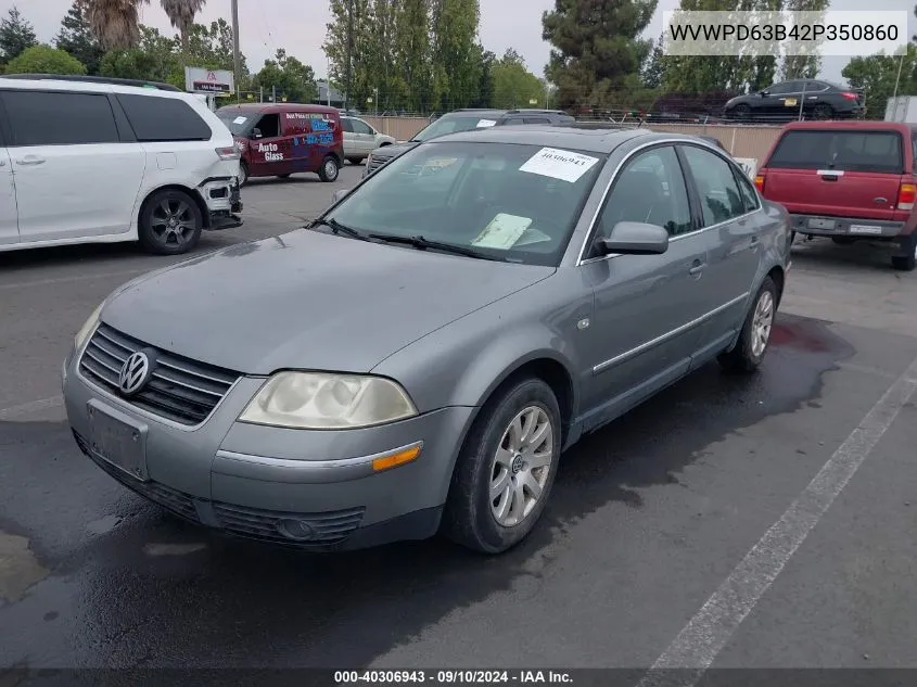 2002 Volkswagen Passat Gls VIN: WVWPD63B42P350860 Lot: 40306943