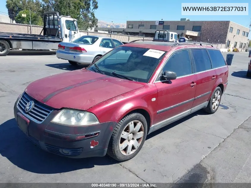 2002 Volkswagen Passat Glx VIN: WVWWH63B72E377031 Lot: 40348190