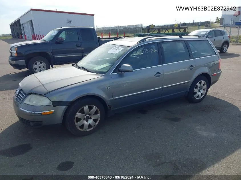 2002 Volkswagen Passat Glx 4Motion VIN: WVWYH63B02E372942 Lot: 40370340