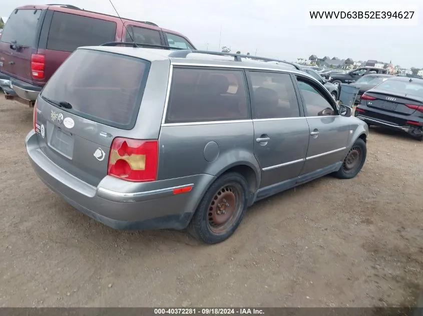 2002 Volkswagen Passat Gls VIN: WVWVD63B52E394627 Lot: 40372281