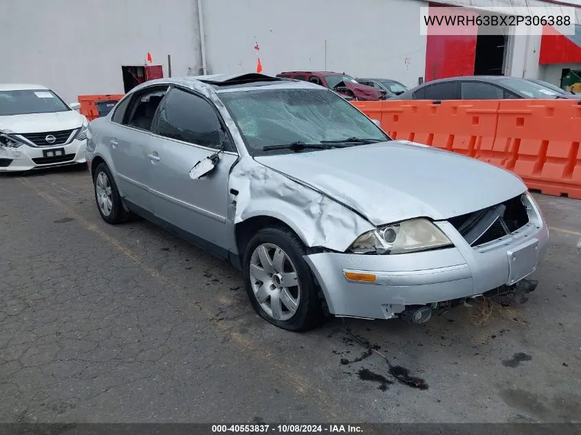 2002 Volkswagen Passat Glx VIN: WVWRH63BX2P306388 Lot: 40553837