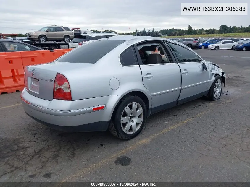 2002 Volkswagen Passat Glx VIN: WVWRH63BX2P306388 Lot: 40553837