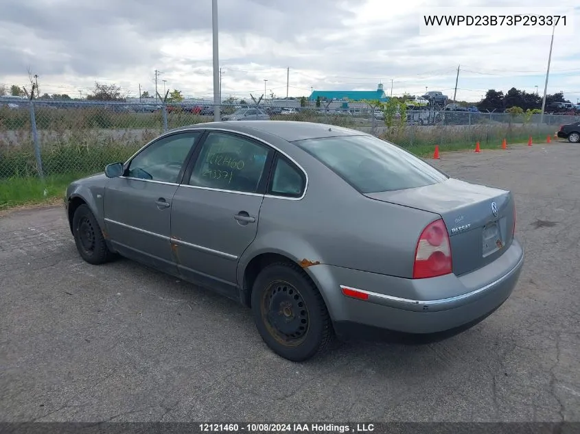 2003 Volkswagen Passat Gls VIN: WVWPD23B73P293371 Lot: 12121460