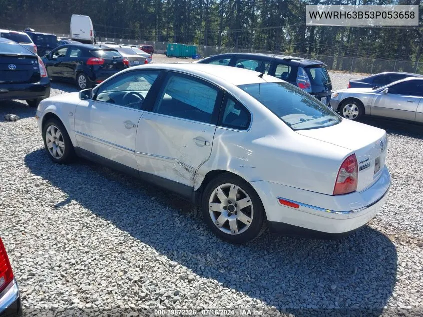 2003 Volkswagen Passat Glx VIN: WVWRH63B53P053658 Lot: 39872326