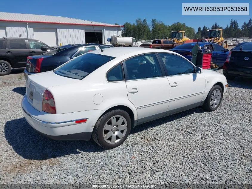 2003 Volkswagen Passat Glx VIN: WVWRH63B53P053658 Lot: 39872326