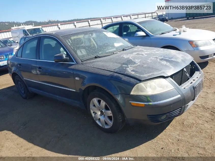 2003 Volkswagen Passat Glx VIN: WVWTH63B93P385723 Lot: 40268322