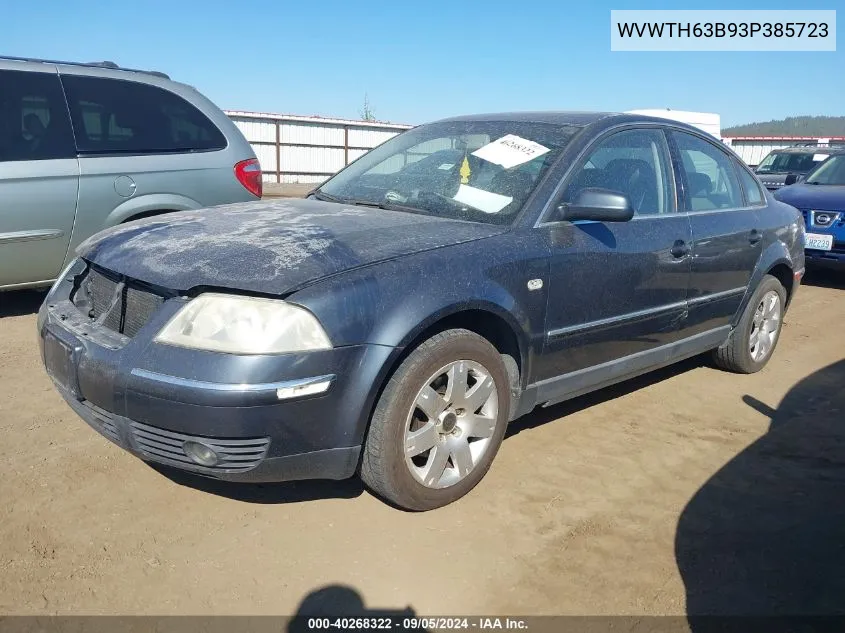 2003 Volkswagen Passat Glx VIN: WVWTH63B93P385723 Lot: 40268322