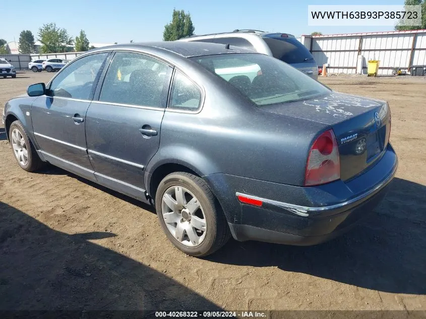 2003 Volkswagen Passat Glx VIN: WVWTH63B93P385723 Lot: 40268322