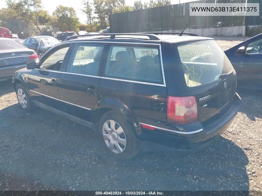 2003 Volkswagen Passat Gl VIN: WVWND63B13E411375 Lot: 40483924