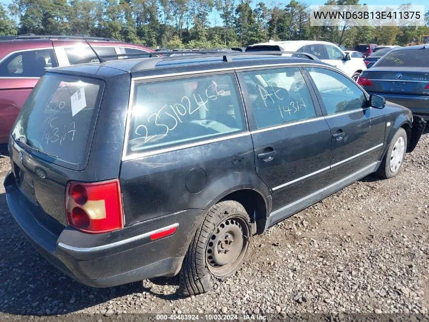 2003 Volkswagen Passat Gl VIN: WVWND63B13E411375 Lot: 40483924