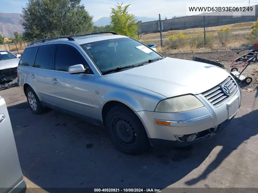 2003 Volkswagen Passat Gls VIN: WVWVD63B93E061249 Lot: 40520921