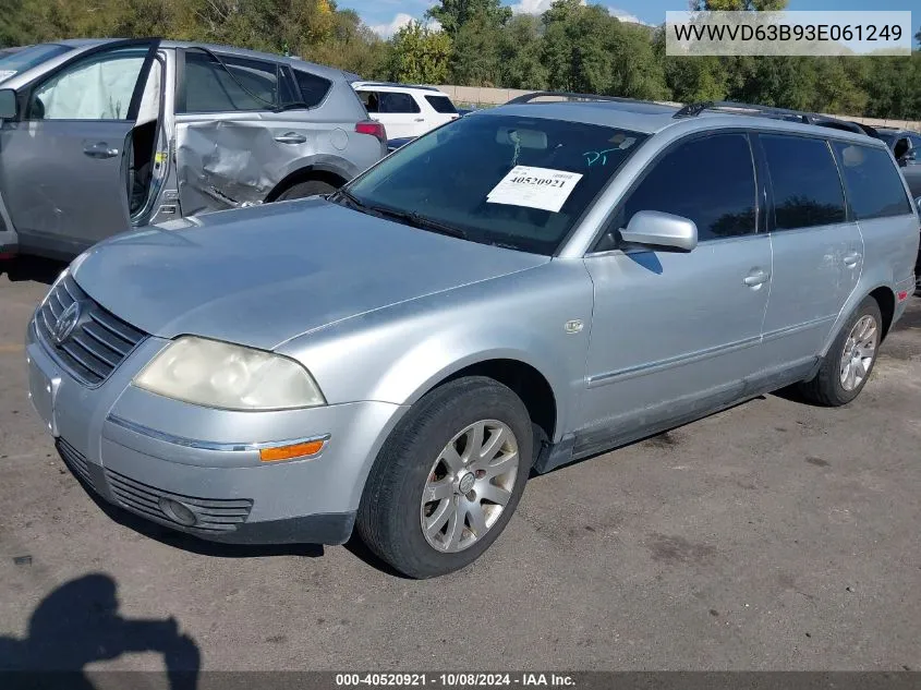 2003 Volkswagen Passat Gls VIN: WVWVD63B93E061249 Lot: 40520921