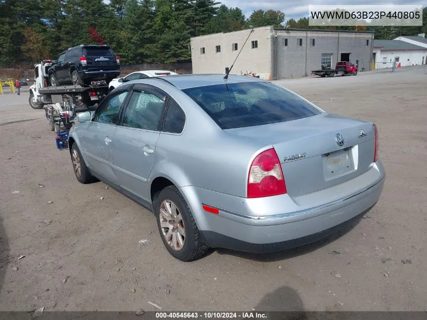 2003 Volkswagen Passat Gl VIN: WVWMD63B23P440805 Lot: 40545643