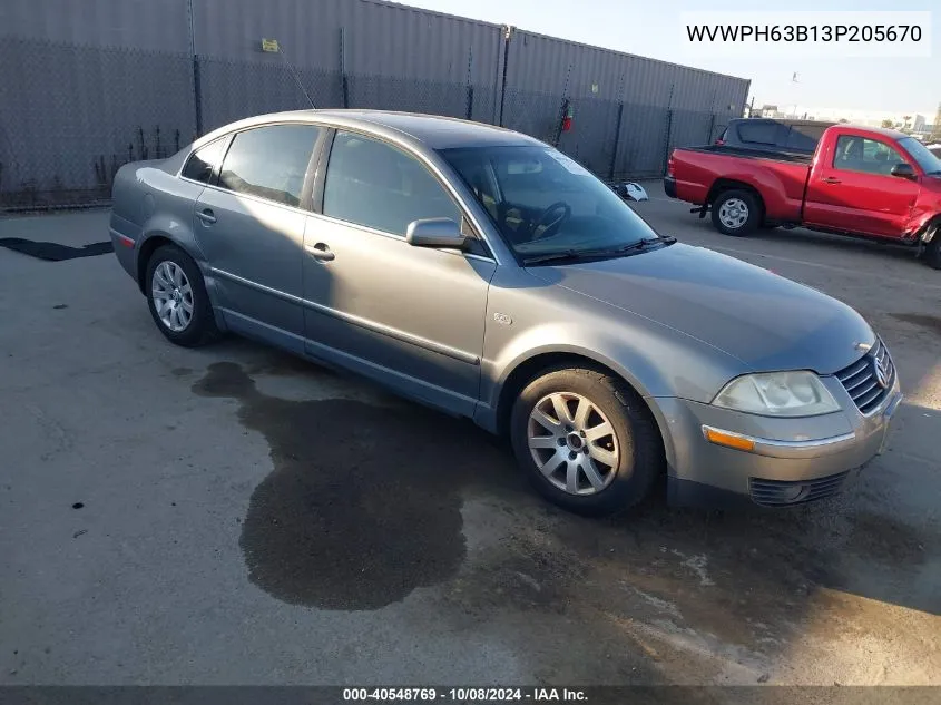 WVWPH63B13P205670 2003 Volkswagen Passat Gls