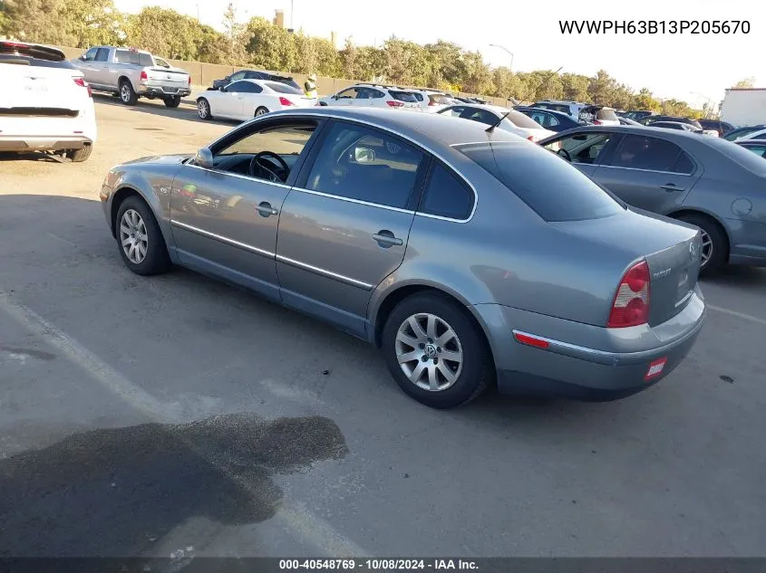 WVWPH63B13P205670 2003 Volkswagen Passat Gls