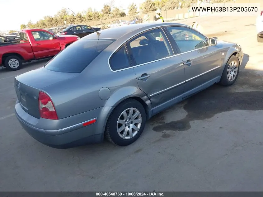 2003 Volkswagen Passat Gls VIN: WVWPH63B13P205670 Lot: 40548769