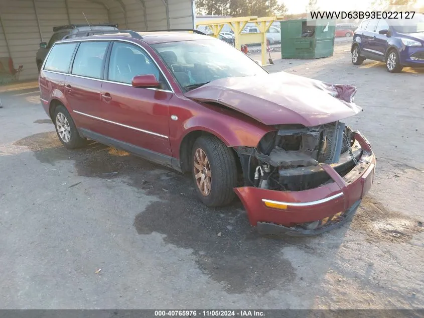 2003 Volkswagen Passat Gls VIN: WVWVD63B93E022127 Lot: 40765976