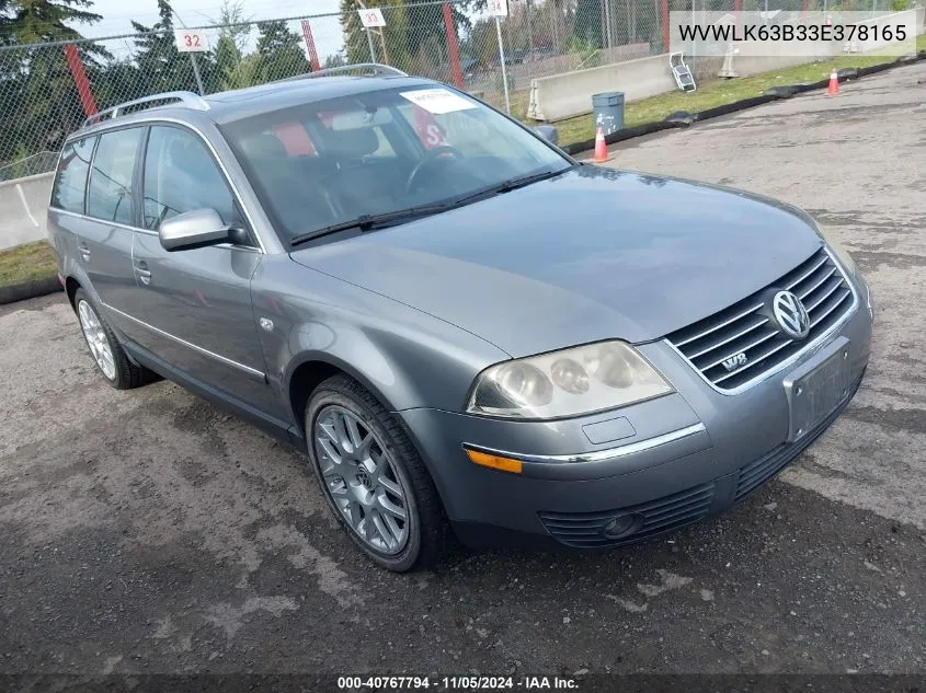 2003 Volkswagen Passat W8 VIN: WVWLK63B33E378165 Lot: 40767794