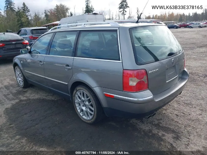 2003 Volkswagen Passat W8 VIN: WVWLK63B33E378165 Lot: 40767794