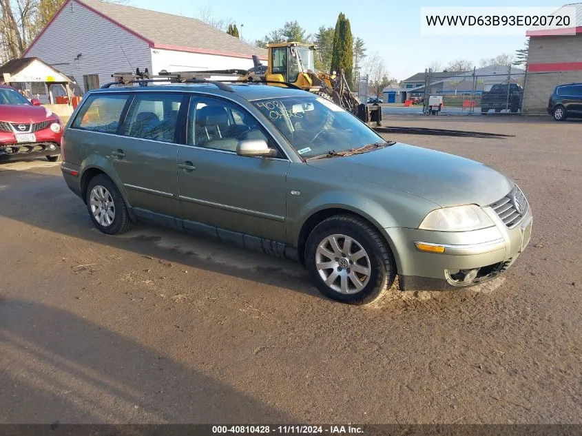 2003 Volkswagen Passat Gls VIN: WVWVD63B93E020720 Lot: 40810428