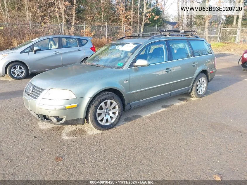 2003 Volkswagen Passat Gls VIN: WVWVD63B93E020720 Lot: 40810428