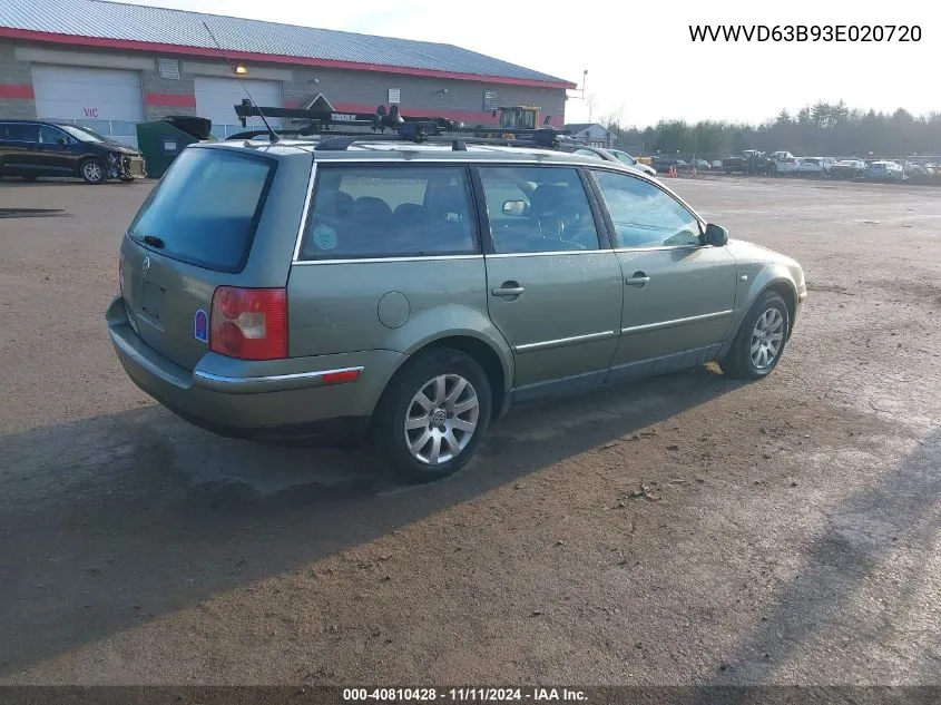 2003 Volkswagen Passat Gls VIN: WVWVD63B93E020720 Lot: 40810428