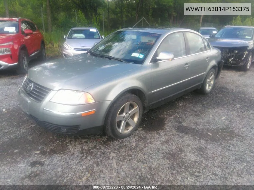 2004 Volkswagen Passat Glx VIN: WVWTH63B14P153375 Lot: 39722228